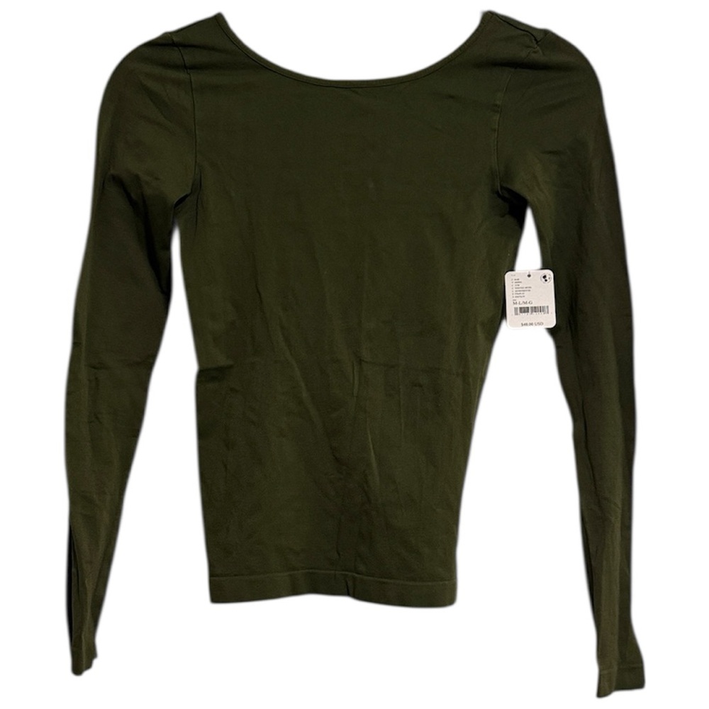 Intimately Free People Olive Green Seamless Form Fitting Long Sleeve Top NWT
